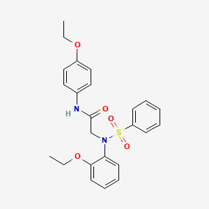 molecular formula C24H26N2O5S B11650244 N-(4-Ethoxyphenyl)-2-[N-(2-ethoxyphenyl)benzenesulfonamido]acetamide 