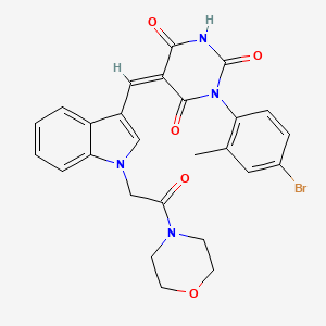 molecular formula C26H23BrN4O5 B11650254 (5Z)-1-(4-bromo-2-methylphenyl)-5-({1-[2-(morpholin-4-yl)-2-oxoethyl]-1H-indol-3-yl}methylidene)pyrimidine-2,4,6(1H,3H,5H)-trione 