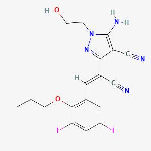 5-amino-3-[(Z)-1-cyano-2-(3,5-diiodo-2-propoxyphenyl)ethenyl]-1-(2-hydroxyethyl)-1H-pyrazole-4-carbonitrile