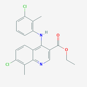 Ethyl 7-chloro-4-[(3-chloro-2-methylphenyl)amino]-8-methylquinoline-3-carboxylate