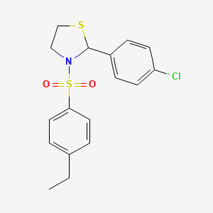 2-(4-Chlorophenyl)-3-((4-ethylphenyl)sulfonyl)thiazolidine