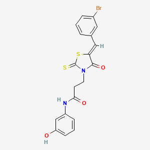 3-[(5Z)-5-[(3-bromophenyl)methylidene]-4-oxo-2-sulfanylidene-1,3-thiazolidin-3-yl]-N-(3-hydroxyphenyl)propanamide