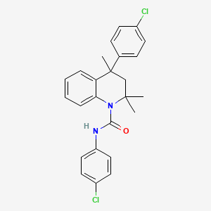 molecular formula C25H24Cl2N2O B11650289 N,4-bis(4-chlorophenyl)-2,2,4-trimethyl-3,4-dihydroquinoline-1(2H)-carboxamide 