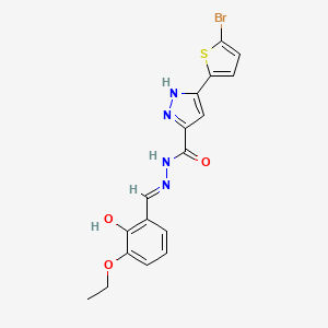 molecular formula C17H15BrN4O3S B11650300 3-(5-bromo-2-thienyl)-N'-[(E)-(3-ethoxy-2-hydroxyphenyl)methylidene]-1H-pyrazole-5-carbohydrazide 