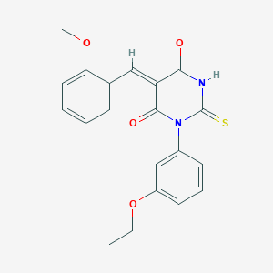 molecular formula C20H18N2O4S B11650326 (5Z)-1-(3-ethoxyphenyl)-5-(2-methoxybenzylidene)-2-thioxodihydropyrimidine-4,6(1H,5H)-dione 