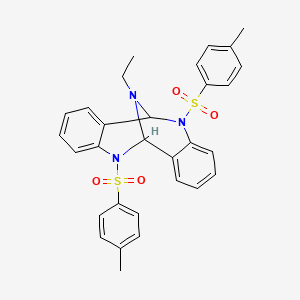 molecular formula C30H29N3O4S2 B11650333 13-Ethyl-5,11-bis[(4-methylphenyl)sulfonyl]-5,6,11,12-tetrahydro-6,12-epiminodibenzo[b,f][1,5]diazocine 