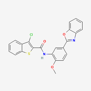 molecular formula C23H15ClN2O3S B11650341 N-[5-(1,3-benzoxazol-2-yl)-2-methoxyphenyl]-3-chloro-1-benzothiophene-2-carboxamide 