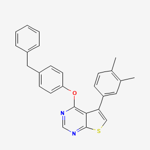 molecular formula C27H22N2OS B11650351 4-(4-Benzylphenoxy)-5-(3,4-dimethylphenyl)thieno[2,3-d]pyrimidine 