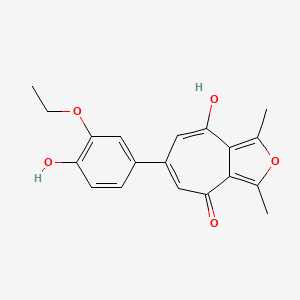 molecular formula C19H18O5 B11650387 6-(3-ethoxy-4-hydroxyphenyl)-8-hydroxy-1,3-dimethyl-4H-cyclohepta[c]furan-4-one 