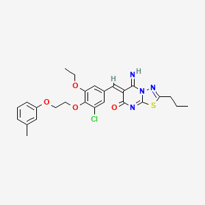 (6Z)-6-{3-chloro-5-ethoxy-4-[2-(3-methylphenoxy)ethoxy]benzylidene}-5-imino-2-propyl-5,6-dihydro-7H-[1,3,4]thiadiazolo[3,2-a]pyrimidin-7-one