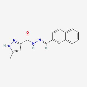 molecular formula C16H14N4O B11650395 3-methyl-N'-(2-naphthylmethylene)-1H-pyrazole-5-carbohydrazide 