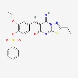 2-ethoxy-4-[(Z)-(2-ethyl-5-imino-7-oxo-5H-[1,3,4]thiadiazolo[3,2-a]pyrimidin-6(7H)-ylidene)methyl]phenyl 4-methylbenzenesulfonate