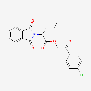 molecular formula C22H20ClNO5 B11650407 2-(4-chlorophenyl)-2-oxoethyl 2-(1,3-dioxo-1,3-dihydro-2H-isoindol-2-yl)hexanoate 