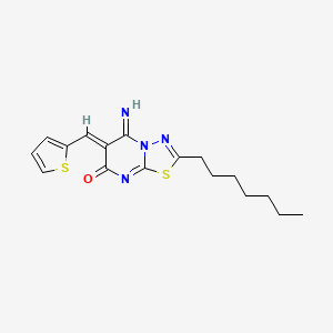 2-Heptyl-5-imino-6-thiophen-2-ylmethylene-5,6-dihydro-[1,3,4]thiadiazolo[3,2-a]pyrimidin-7-one