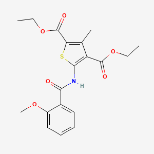 molecular formula C19H21NO6S B11650459 Diethyl 5-{[(2-methoxyphenyl)carbonyl]amino}-3-methylthiophene-2,4-dicarboxylate 