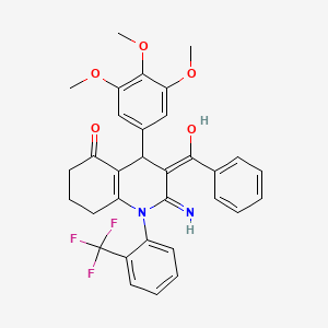 molecular formula C32H29F3N2O5 B11650460 2-Amino-3-benzoyl-1-[2-(trifluoromethyl)phenyl]-4-(3,4,5-trimethoxyphenyl)-4,6,7,8-tetrahydroquinolin-5-one 