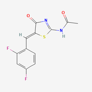 molecular formula C12H8F2N2O2S B11650496 N-[(2E,5Z)-5-(2,4-difluorobenzylidene)-4-oxo-1,3-thiazolidin-2-ylidene]acetamide 