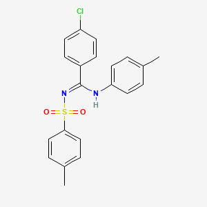 molecular formula C21H19ClN2O2S B11650509 4-chloro-N'-(4-methylbenzenesulfonyl)-N-(4-methylphenyl)benzene-1-carboximidamide 