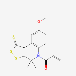 molecular formula C17H17NO2S3 B11650510 1-(8-ethoxy-4,4-dimethyl-1-thioxo-1,4-dihydro-5H-[1,2]dithiolo[3,4-c]quinolin-5-yl)prop-2-en-1-one 