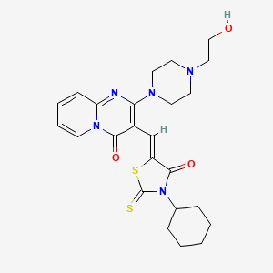 3-[(Z)-(3-cyclohexyl-4-oxo-2-thioxo-1,3-thiazolidin-5-ylidene)methyl]-2-[4-(2-hydroxyethyl)piperazin-1-yl]-4H-pyrido[1,2-a]pyrimidin-4-one