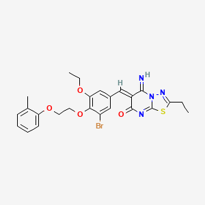 (6Z)-6-{3-bromo-5-ethoxy-4-[2-(2-methylphenoxy)ethoxy]benzylidene}-2-ethyl-5-imino-5,6-dihydro-7H-[1,3,4]thiadiazolo[3,2-a]pyrimidin-7-one