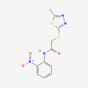 molecular formula C11H10N4O3S2 B11650560 2-[(5-methyl-1,3,4-thiadiazol-2-yl)sulfanyl]-N-(2-nitrophenyl)acetamide 