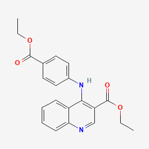 molecular formula C21H20N2O4 B11650576 Ethyl 4-{[4-(ethoxycarbonyl)phenyl]amino}quinoline-3-carboxylate 