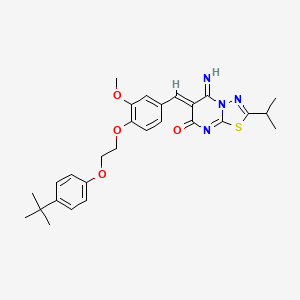 (6Z)-6-{4-[2-(4-tert-butylphenoxy)ethoxy]-3-methoxybenzylidene}-5-imino-2-(propan-2-yl)-5,6-dihydro-7H-[1,3,4]thiadiazolo[3,2-a]pyrimidin-7-one