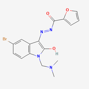 molecular formula C16H15BrN4O3 B11650611 N'-{(3Z)-5-bromo-1-[(dimethylamino)methyl]-2-oxo-1,2-dihydro-3H-indol-3-ylidene}furan-2-carbohydrazide 