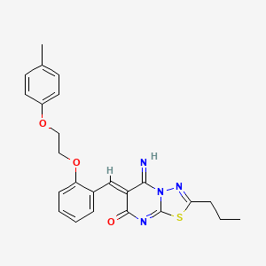 molecular formula C24H24N4O3S B11650617 (6Z)-5-imino-6-{2-[2-(4-methylphenoxy)ethoxy]benzylidene}-2-propyl-5,6-dihydro-7H-[1,3,4]thiadiazolo[3,2-a]pyrimidin-7-one 