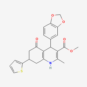 Methyl 4-(1,3-benzodioxol-5-yl)-2-methyl-5-oxo-7-(thiophen-2-yl)-1,4,5,6,7,8-hexahydroquinoline-3-carboxylate