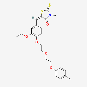 molecular formula C24H27NO5S2 B11650657 (5E)-5-(3-ethoxy-4-{2-[2-(4-methylphenoxy)ethoxy]ethoxy}benzylidene)-3-methyl-2-thioxo-1,3-thiazolidin-4-one 