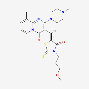 molecular formula C22H27N5O3S2 B11650663 3-{(Z)-[3-(3-methoxypropyl)-4-oxo-2-thioxo-1,3-thiazolidin-5-ylidene]methyl}-9-methyl-2-(4-methylpiperazin-1-yl)-4H-pyrido[1,2-a]pyrimidin-4-one CAS No. 361996-85-2