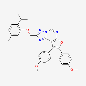 [8,9-Bis(4-methoxyphenyl)furo[3,2-E][1,2,4]triazolo[1,5-C]pyrimidin-2-YL]methyl (2-isopropyl-5-methylphenyl) ether