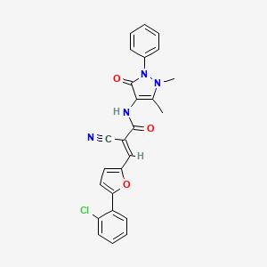 (2E)-3-[5-(2-chlorophenyl)furan-2-yl]-2-cyano-N-(1,5-dimethyl-3-oxo-2-phenyl-2,3-dihydro-1H-pyrazol-4-yl)prop-2-enamide