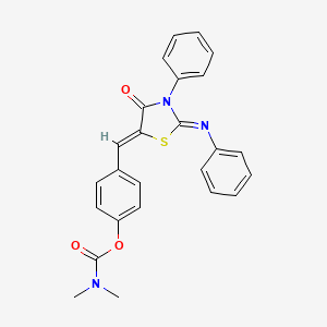 molecular formula C25H21N3O3S B11650693 4-{(Z)-[(2Z)-4-oxo-3-phenyl-2-(phenylimino)-1,3-thiazolidin-5-ylidene]methyl}phenyl dimethylcarbamate 