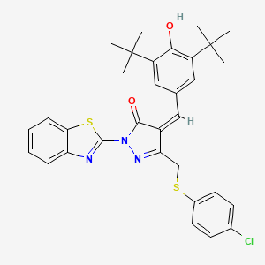 (4Z)-2-(1,3-benzothiazol-2-yl)-5-{[(4-chlorophenyl)sulfanyl]methyl}-4-(3,5-di-tert-butyl-4-hydroxybenzylidene)-2,4-dihydro-3H-pyrazol-3-one