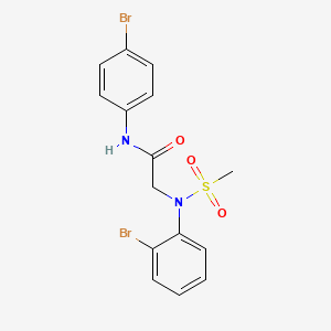 molecular formula C15H14Br2N2O3S B11650763 N-(4-Bromophenyl)-2-[N-(2-bromophenyl)methanesulfonamido]acetamide 