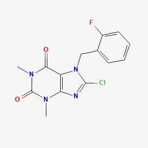 molecular formula C14H12ClFN4O2 B11650771 Purine-2,6(1H,3H)-dione, 8-chloro-7-(2-fluorobenzyl)-1,3-dimethyl- 