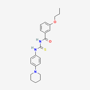 molecular formula C22H27N3O2S B11650789 N-{[4-(piperidin-1-yl)phenyl]carbamothioyl}-3-propoxybenzamide 