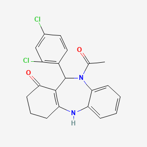 molecular formula C21H18Cl2N2O2 B11650796 5-acetyl-6-(2,4-dichlorophenyl)-8,9,10,11-tetrahydro-6H-benzo[b][1,4]benzodiazepin-7-one 