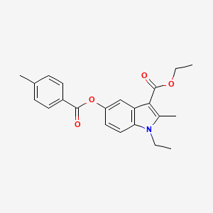 molecular formula C22H23NO4 B11650800 ethyl 1-ethyl-2-methyl-5-{[(4-methylphenyl)carbonyl]oxy}-1H-indole-3-carboxylate 