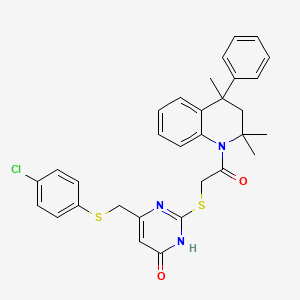 2-[(4-{[(4-chlorophenyl)sulfanyl]methyl}-6-hydroxypyrimidin-2-yl)sulfanyl]-1-(2,2,4-trimethyl-4-phenyl-3,4-dihydroquinolin-1(2H)-yl)ethanone