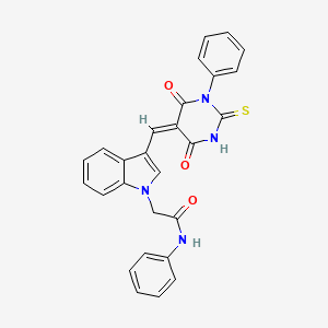 2-{3-[(E)-(4,6-dioxo-1-phenyl-2-sulfanyl-1,6-dihydropyrimidin-5(4H)-ylidene)methyl]-1H-indol-1-yl}-N-phenylacetamide