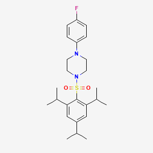 molecular formula C25H35FN2O2S B11650837 1-(4-Fluorophenyl)-4-{[2,4,6-tri(propan-2-yl)phenyl]sulfonyl}piperazine 