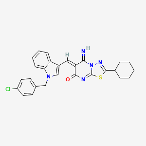 molecular formula C27H24ClN5OS B11650864 (6Z)-6-{[1-(4-chlorobenzyl)-1H-indol-3-yl]methylidene}-2-cyclohexyl-5-imino-5,6-dihydro-7H-[1,3,4]thiadiazolo[3,2-a]pyrimidin-7-one 