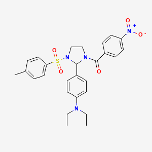 {2-[4-(Diethylamino)phenyl]-3-[(4-methylphenyl)sulfonyl]imidazolidin-1-yl}(4-nitrophenyl)methanone