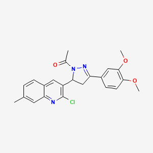 1-[5-(2-chloro-7-methylquinolin-3-yl)-3-(3,4-dimethoxyphenyl)-4,5-dihydro-1H-pyrazol-1-yl]ethanone