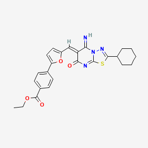 ethyl 4-{5-[(Z)-(2-cyclohexyl-5-imino-7-oxo-5H-[1,3,4]thiadiazolo[3,2-a]pyrimidin-6(7H)-ylidene)methyl]furan-2-yl}benzoate