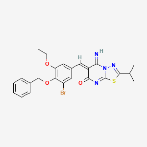 molecular formula C24H23BrN4O3S B11650940 (6Z)-6-[4-(benzyloxy)-3-bromo-5-ethoxybenzylidene]-5-imino-2-(propan-2-yl)-5,6-dihydro-7H-[1,3,4]thiadiazolo[3,2-a]pyrimidin-7-one 